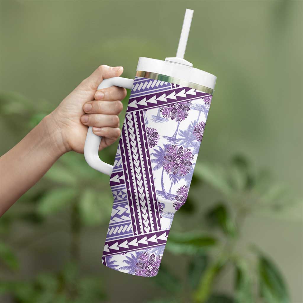 Hawaii Quilt Tumbler With Handle Kakau Polynesian Pattern Lilac Version LT01 - Polynesian Pride