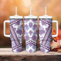 Hawaii Quilt Tumbler With Handle Kakau Polynesian Pattern Lilac Version LT01 - Polynesian Pride