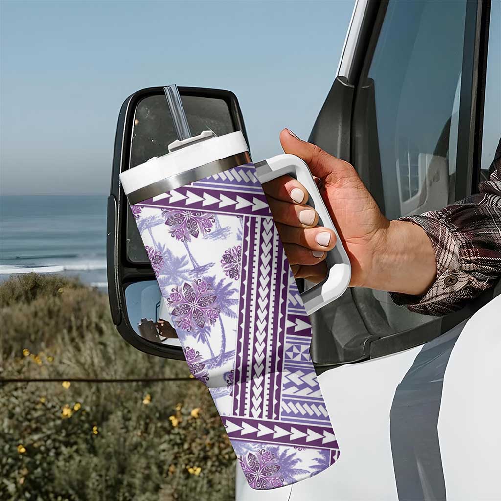 Hawaii Quilt Tumbler With Handle Kakau Polynesian Pattern Lilac Version LT01 - Polynesian Pride