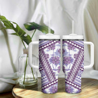 Hawaii Quilt Tumbler With Handle Kakau Polynesian Pattern Lilac Version LT01 - Polynesian Pride