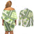 Hawaii Quilt Couples Matching Off Shoulder Short Dress and Long Sleeve Button Shirt Kakau Polynesian Pattern Olive Green Version LT01 - Polynesian Pride