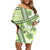 Hawaii Quilt Family Matching Off Shoulder Short Dress and Hawaiian Shirt Kakau Polynesian Pattern Olive Green Version LT01 Mom's Dress Green - Polynesian Pride