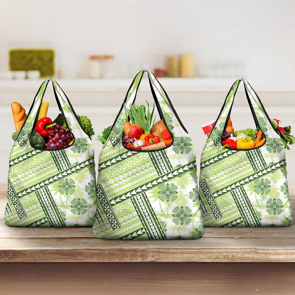 Hawaii Quilt Grocery Bag Kakau Polynesian Pattern Olive Green Version LT01 3-pack One Size Green - Polynesian Pride