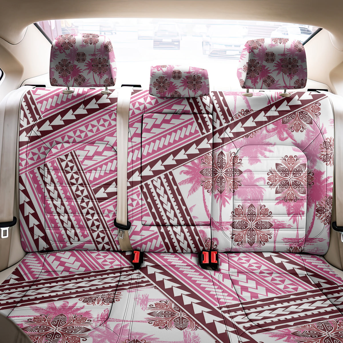 Hawaii Quilt Back Car Seat Cover Kakau Polynesian Pattern Mauve Pink Version LT01 - Polynesian Pride
