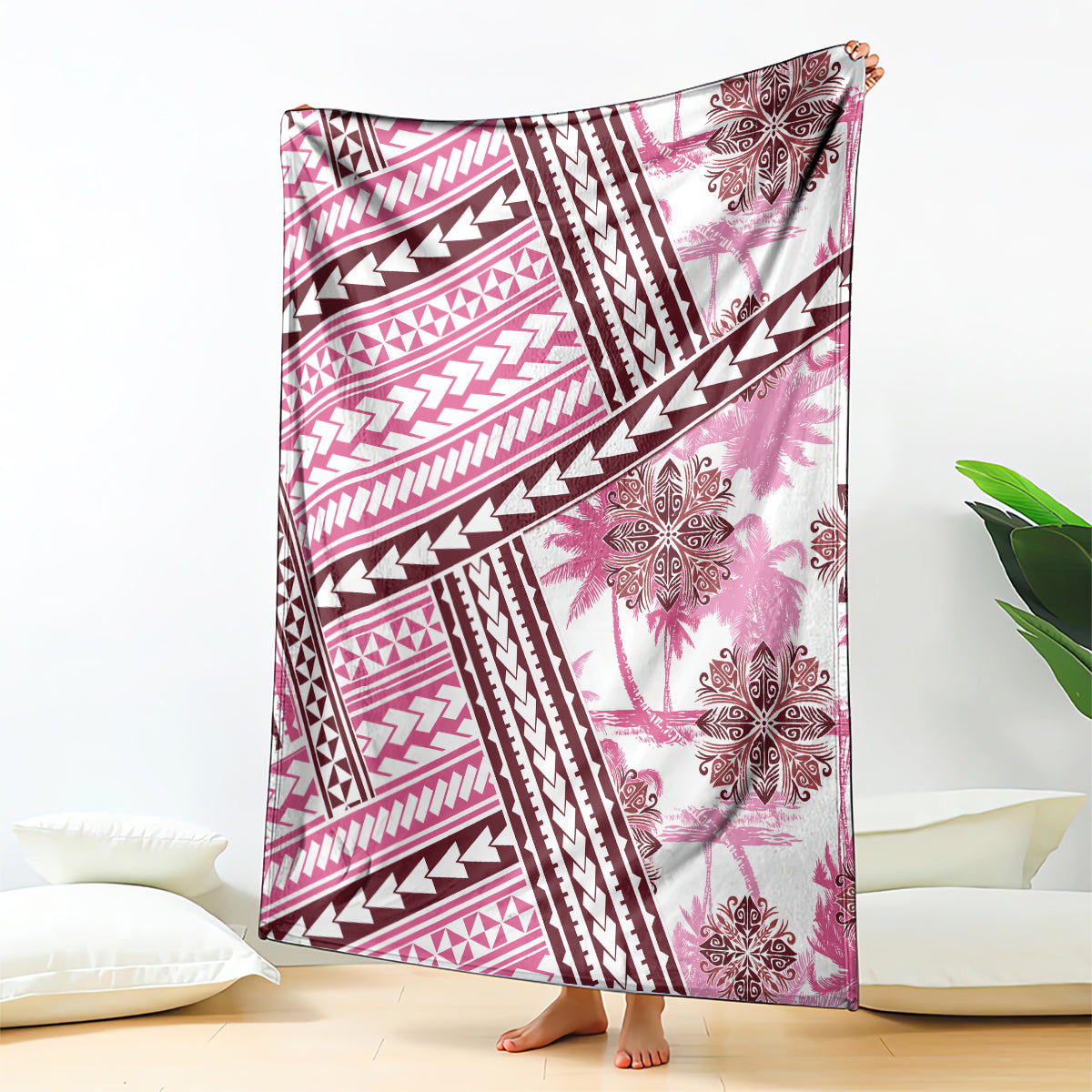 Hawaii Quilt Blanket Kakau Polynesian Pattern Mauve Pink Version LT01 Pink - Polynesian Pride