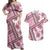 Hawaii Quilt Couples Matching Off Shoulder Maxi Dress and Hawaiian Shirt Kakau Polynesian Pattern Mauve Pink Version LT01 Pink - Polynesian Pride