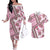 Hawaii Quilt Couples Matching Off The Shoulder Long Sleeve Dress and Hawaiian Shirt Kakau Polynesian Pattern Mauve Pink Version LT01 Pink - Polynesian Pride