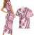 Hawaii Quilt Couples Matching Short Sleeve Bodycon Dress and Hawaiian Shirt Kakau Polynesian Pattern Mauve Pink Version LT01 - Polynesian Pride