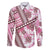 Hawaii Quilt Family Matching Off Shoulder Long Sleeve Dress and Hawaiian Shirt Kakau Polynesian Pattern Mauve Pink Version LT01 Dad's Shirt - Long Sleeve Pink - Polynesian Pride