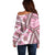 Hawaii Quilt Off Shoulder Sweater Kakau Polynesian Pattern Mauve Pink Version LT01 - Polynesian Pride