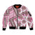 Hawaii Quilt Sleeve Zip Bomber Jacket Kakau Polynesian Pattern Mauve Pink Version LT01 Unisex Pink - Polynesian Pride