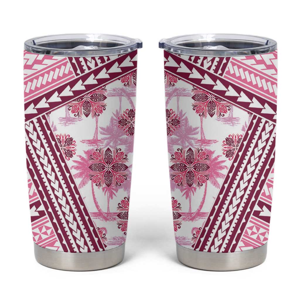 Hawaii Quilt Tumbler Cup Kakau Polynesian Pattern Mauve Pink Version LT01 Pink - Polynesian Pride