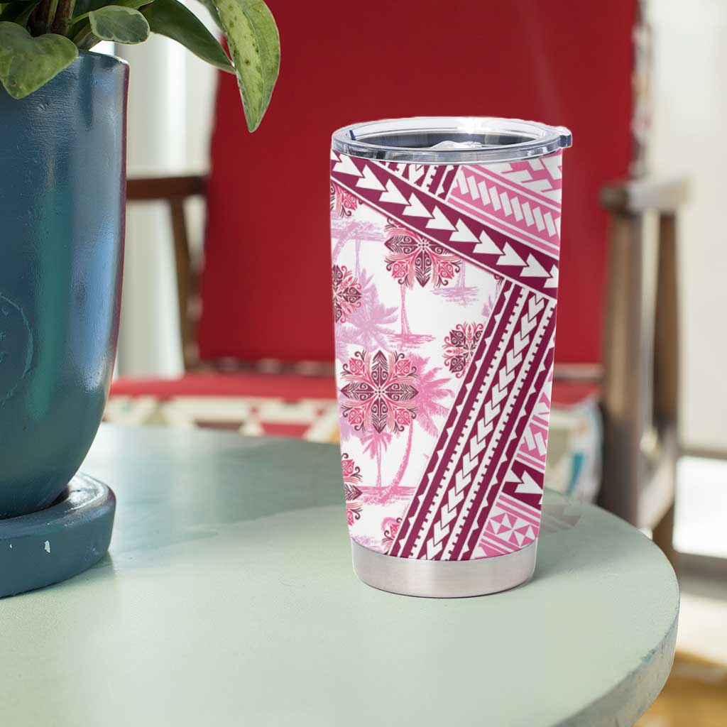 Hawaii Quilt Tumbler Cup Kakau Polynesian Pattern Mauve Pink Version LT01 - Polynesian Pride