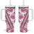 Hawaii Quilt Tumbler With Handle Kakau Polynesian Pattern Mauve Pink Version