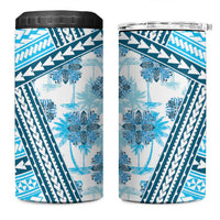 Hawaii Quilt 4 in 1 Can Cooler Tumbler Kakau Polynesian Pattern Sky Blue Version LT01 One Size: 16 oz Blue - Polynesian Pride