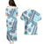 Hawaii Quilt Couples Matching Puletasi Dress and Hawaiian Shirt Kakau Polynesian Pattern Sky Blue Version LT01 - Polynesian Pride