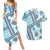 Hawaii Quilt Couples Matching Summer Maxi Dress and Hawaiian Shirt Kakau Polynesian Pattern Sky Blue Version LT01 Blue - Polynesian Pride