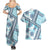 Hawaii Quilt Couples Matching Summer Maxi Dress and Hawaiian Shirt Kakau Polynesian Pattern Sky Blue Version LT01 - Polynesian Pride