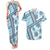 Hawaii Quilt Couples Matching Tank Maxi Dress and Hawaiian Shirt Kakau Polynesian Pattern Sky Blue Version LT01 Blue - Polynesian Pride