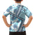 Hawaii Quilt Family Matching Off Shoulder Long Sleeve Dress and Hawaiian Shirt Kakau Polynesian Pattern Sky Blue Version LT01 - Polynesian Pride