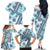 Hawaii Quilt Family Matching Off Shoulder Long Sleeve Dress and Hawaiian Shirt Kakau Polynesian Pattern Sky Blue Version LT01 - Polynesian Pride