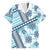 Hawaii Quilt Family Matching Off Shoulder Long Sleeve Dress and Hawaiian Shirt Kakau Polynesian Pattern Sky Blue Version LT01 Dad's Shirt - Short Sleeve Blue - Polynesian Pride