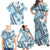 Hawaii Quilt Family Matching Off Shoulder Maxi Dress and Hawaiian Shirt Kakau Polynesian Pattern Sky Blue Version LT01 - Polynesian Pride