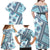 Hawaii Quilt Family Matching Off Shoulder Maxi Dress and Hawaiian Shirt Kakau Polynesian Pattern Sky Blue Version LT01 - Polynesian Pride