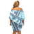 Hawaii Quilt Family Matching Off Shoulder Short Dress and Hawaiian Shirt Kakau Polynesian Pattern Sky Blue Version LT01 - Polynesian Pride