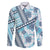 Hawaii Quilt Family Matching Puletasi Dress and Hawaiian Shirt Kakau Polynesian Pattern Sky Blue Version LT01 Dad's Shirt - Long Sleeve Blue - Polynesian Pride