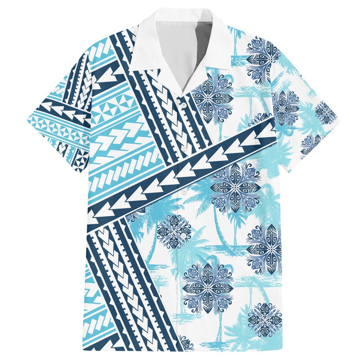 Hawaii Quilt Hawaiian Shirt Kakau Polynesian Pattern Sky Blue Version LT01 Blue - Polynesian Pride