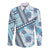 Hawaii Quilt Long Sleeve Button Shirt Kakau Polynesian Pattern Sky Blue Version LT01 Unisex Blue - Polynesian Pride