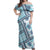 Hawaii Quilt Off Shoulder Maxi Dress Kakau Polynesian Pattern Sky Blue Version LT01 Women Blue - Polynesian Pride