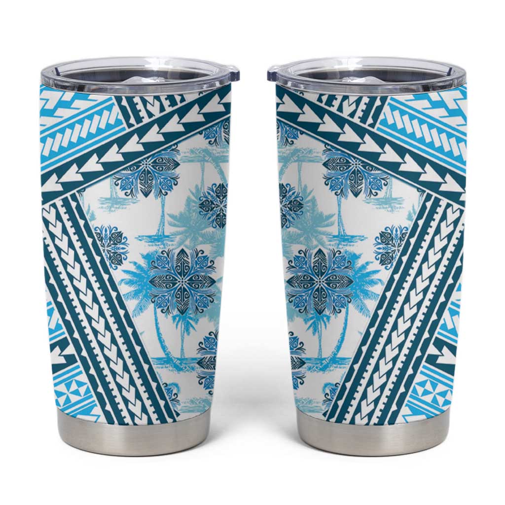 Hawaii Quilt Tumbler Cup Kakau Polynesian Pattern Sky Blue Version LT01 Blue - Polynesian Pride