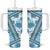 Hawaii Quilt Tumbler With Handle Kakau Polynesian Pattern Sky Blue Version