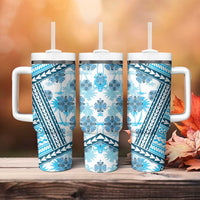 Hawaii Quilt Tumbler With Handle Kakau Polynesian Pattern Sky Blue Version LT01 - Polynesian Pride