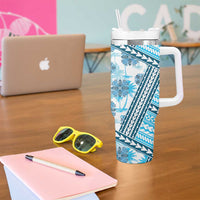 Hawaii Quilt Tumbler With Handle Kakau Polynesian Pattern Sky Blue Version LT01 - Polynesian Pride