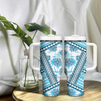 Hawaii Quilt Tumbler With Handle Kakau Polynesian Pattern Sky Blue Version LT01 - Polynesian Pride