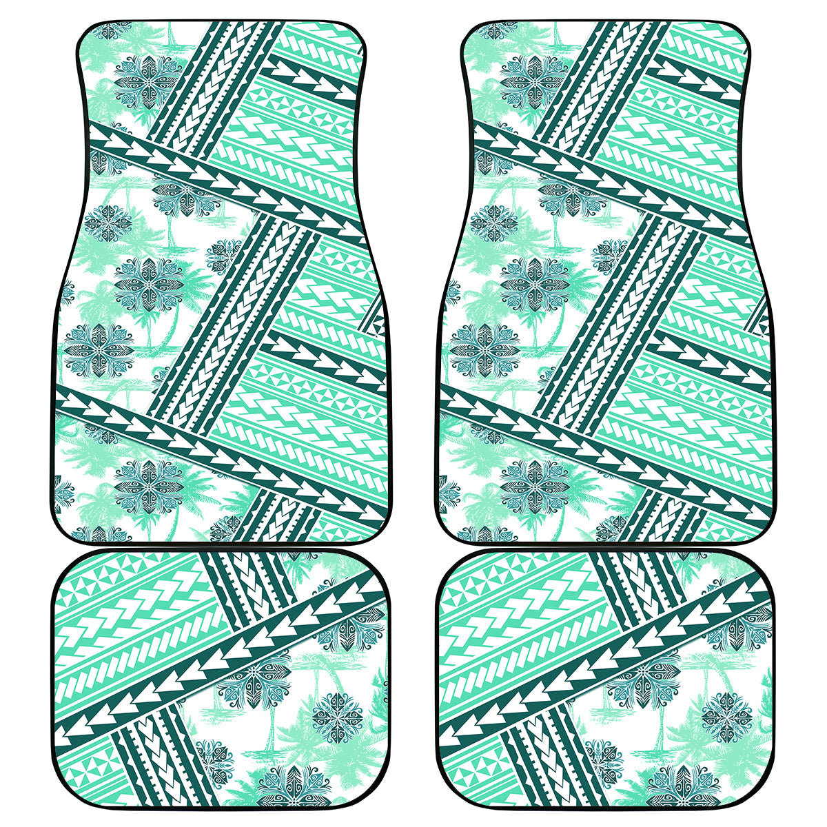 Hawaii Quilt Car Mats Kakau Polynesian Pattern Teal Version LT01 Teal - Polynesian Pride