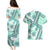 Hawaii Quilt Couples Matching Puletasi Dress and Hawaiian Shirt Kakau Polynesian Pattern Teal Version LT01 - Polynesian Pride