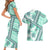 Hawaii Quilt Couples Matching Short Sleeve Bodycon Dress and Hawaiian Shirt Kakau Polynesian Pattern Teal Version LT01 - Polynesian Pride