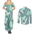 Hawaii Quilt Couples Matching Summer Maxi Dress and Long Sleeve Button Shirt Kakau Polynesian Pattern Teal Version LT01 - Polynesian Pride