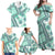 Hawaii Quilt Family Matching Off Shoulder Maxi Dress and Hawaiian Shirt Kakau Polynesian Pattern Teal Version LT01 - Polynesian Pride