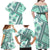 Hawaii Quilt Family Matching Off Shoulder Maxi Dress and Hawaiian Shirt Kakau Polynesian Pattern Teal Version LT01 - Polynesian Pride