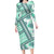 Hawaii Quilt Long Sleeve Bodycon Dress Kakau Polynesian Pattern Teal Version LT01 Long Dress Teal - Polynesian Pride