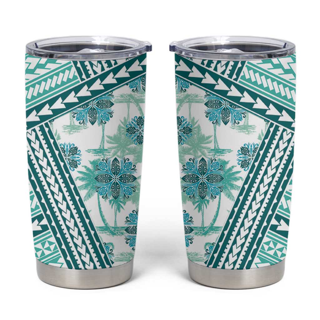 Hawaii Quilt Tumbler Cup Kakau Polynesian Pattern Teal Version LT01 Teal - Polynesian Pride