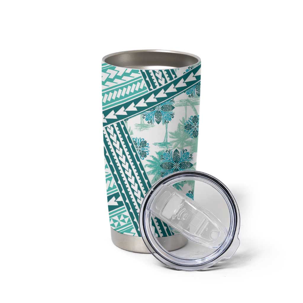 Hawaii Quilt Tumbler Cup Kakau Polynesian Pattern Teal Version LT01 - Polynesian Pride