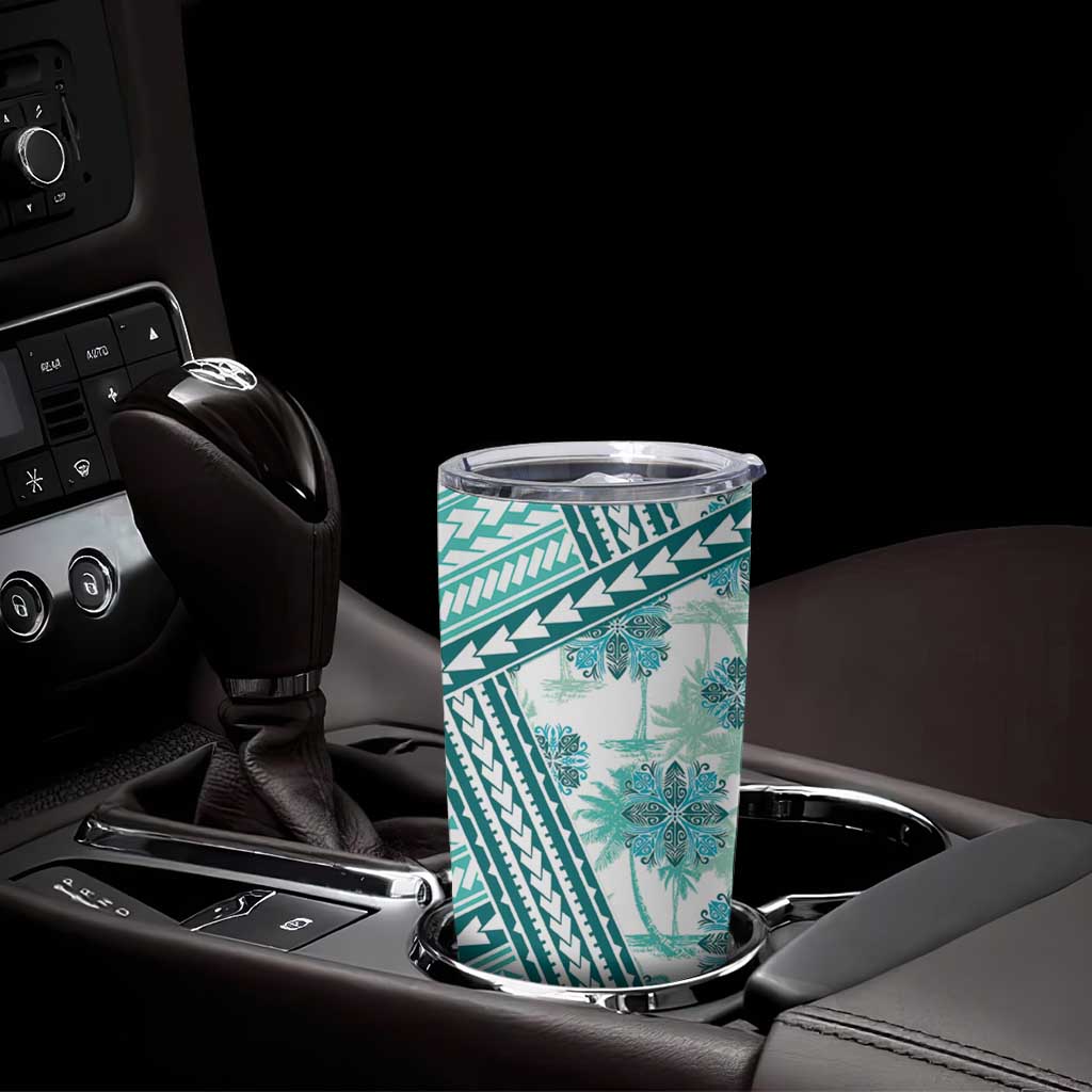 Hawaii Quilt Tumbler Cup Kakau Polynesian Pattern Teal Version LT01 - Polynesian Pride