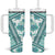 Hawaii Quilt Tumbler With Handle Kakau Polynesian Pattern Teal Version