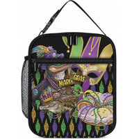 Mardi Gras Alligator Lunch Bag Fleur De Lis Glitter Style LT01 10.2 × 8.3 × 4.3 inch Colorful - Polynesian Pride